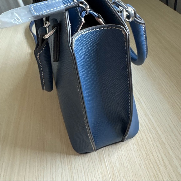 GUESS Navy Denim Look Shoulder Bag | Faux Leather Style Purse NWT - Picture 7 of 12